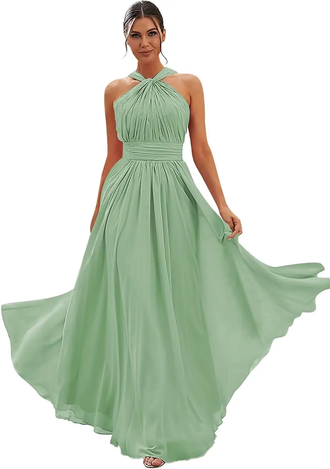 Chiffon Halter Bridesmaid Dresses for Women Long A-line Formal Prom Party Dress with Pockets Formal Dress Women Elegant
Chiffon Halter Bridesmaid Dresses for Women Long A-line Formal Prom Party Dress with Pockets Formal Dress Women Elegant