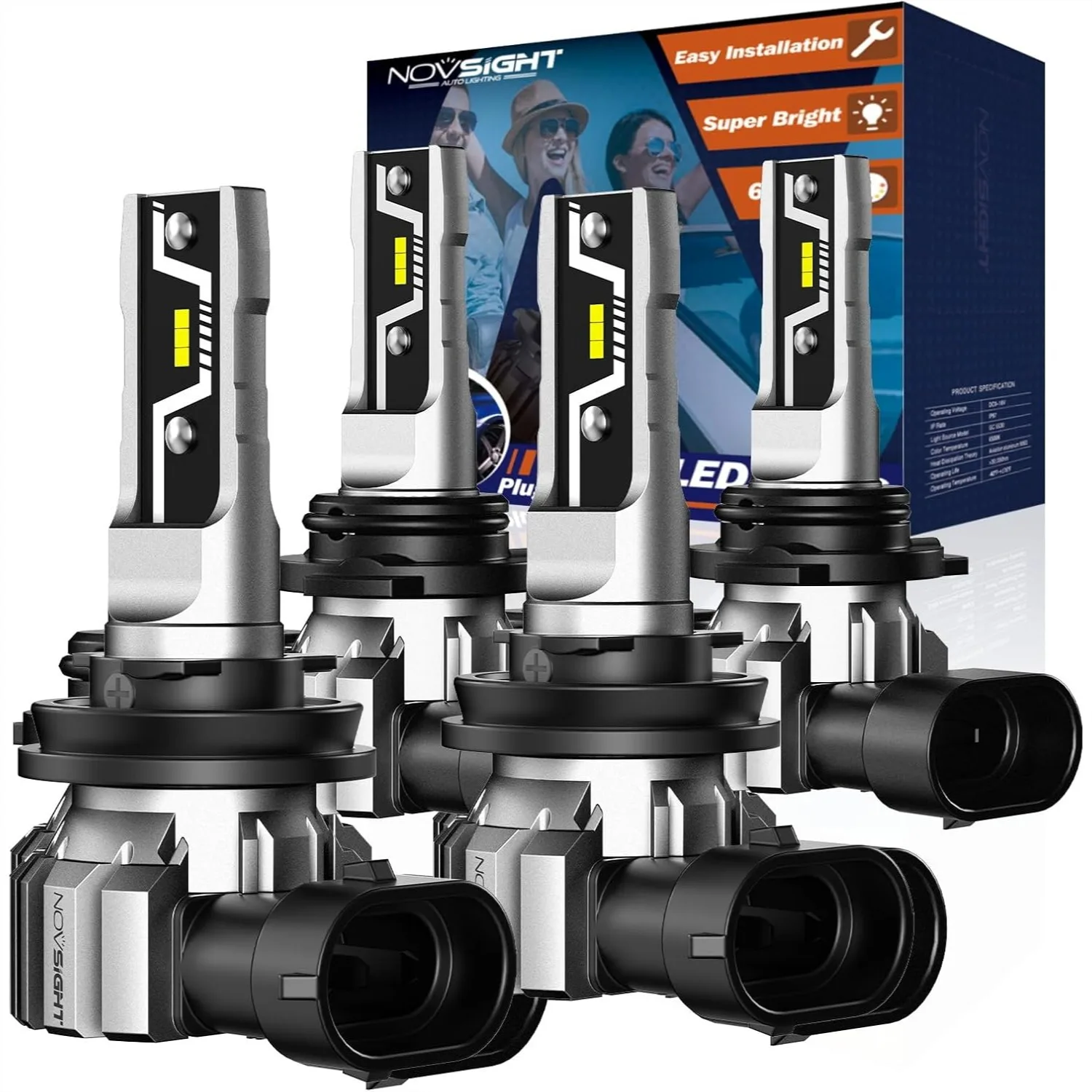 LED Light Bulbs 9005 H11 Combo 6500K Cool White 50000 Lumens Fanless Plug and Play 1:1 Design for Automotive Fog Lamps Pack of 4
LED Light Bulbs 9005 H11 Combo 6500K Cool White 50000 Lumens Fanless Plug and Play 1:1 Design for Automotive Fog Lamps Pack of 4