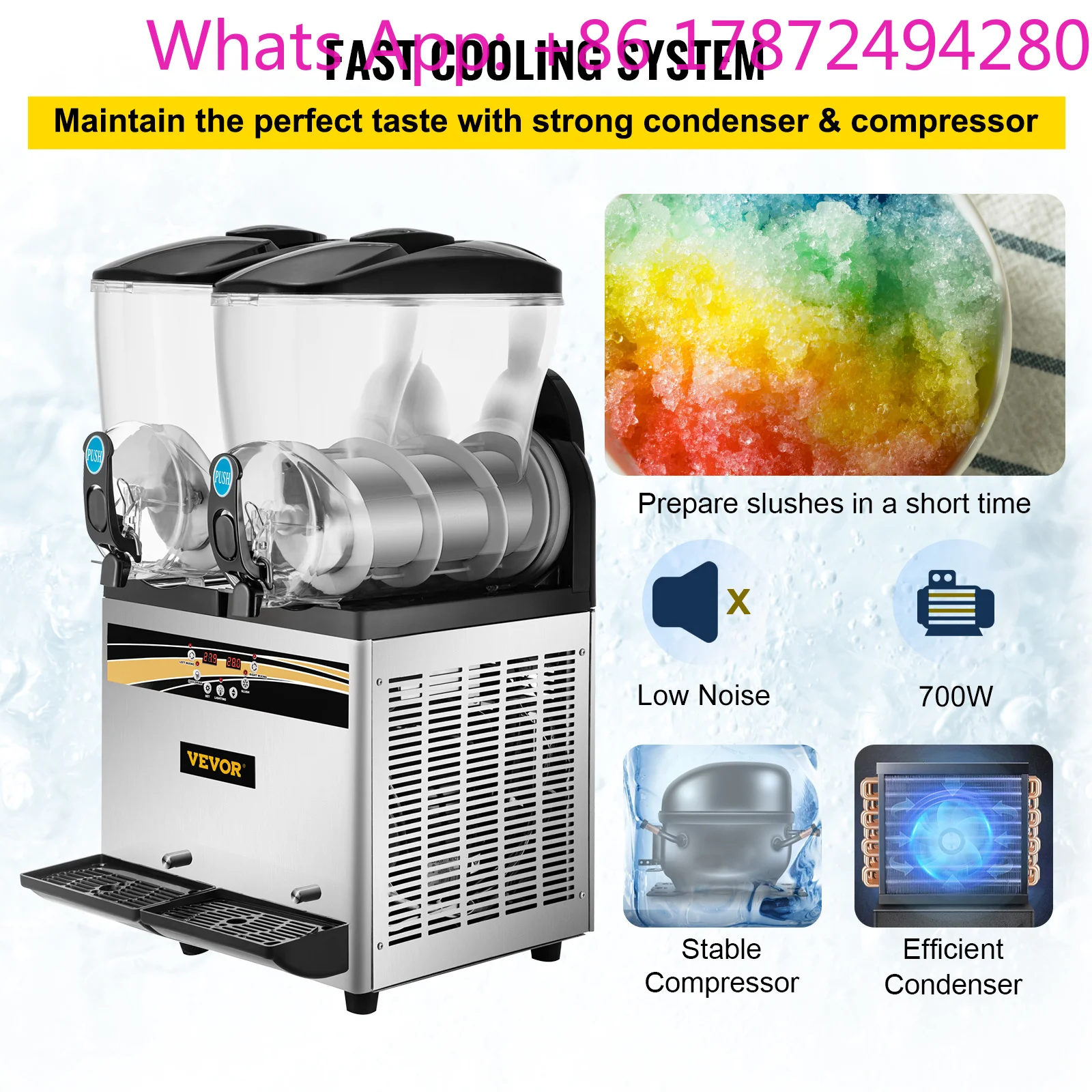 2x15L Commercial Slushy Machine Tank Margarita Maker 1000W Stainless Steel Smoothie Frozen Drink Maker for Supermarkets
2x15L Commercial Slushy Machine Tank Margarita Maker 1000W Stainless Steel Smoothie Frozen Drink Maker for Supermarkets