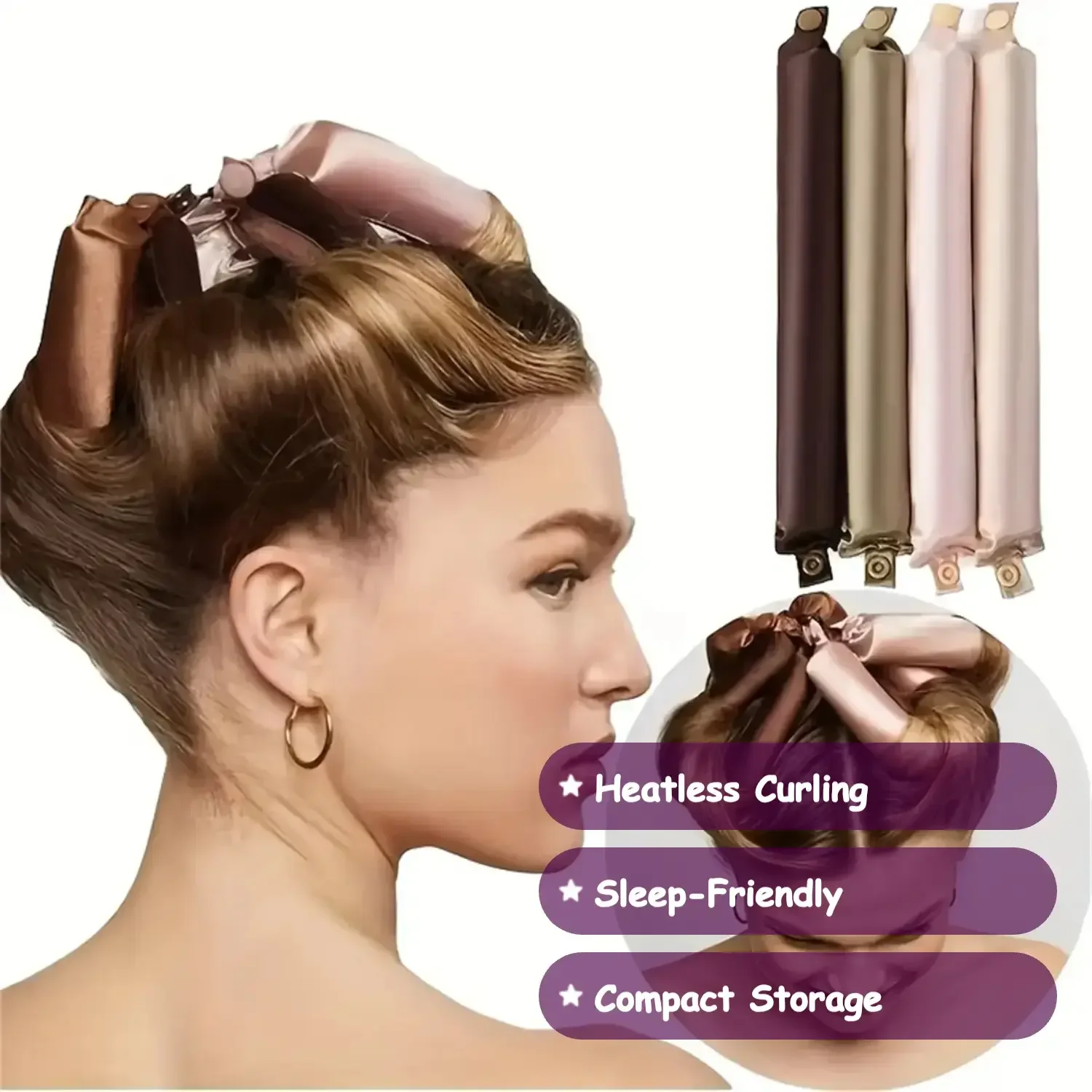 Manual Hair Curler Set, 4 Counts/set Heatless Hair Curler, Hair Styling Tool for Women & Girls, Sleeping Hair Curler.
Manual Hair Curler Set, 4 Counts/set Heatless Hair Curler, Hair Styling Tool for Women & Girls, Sleeping Hair Curler.