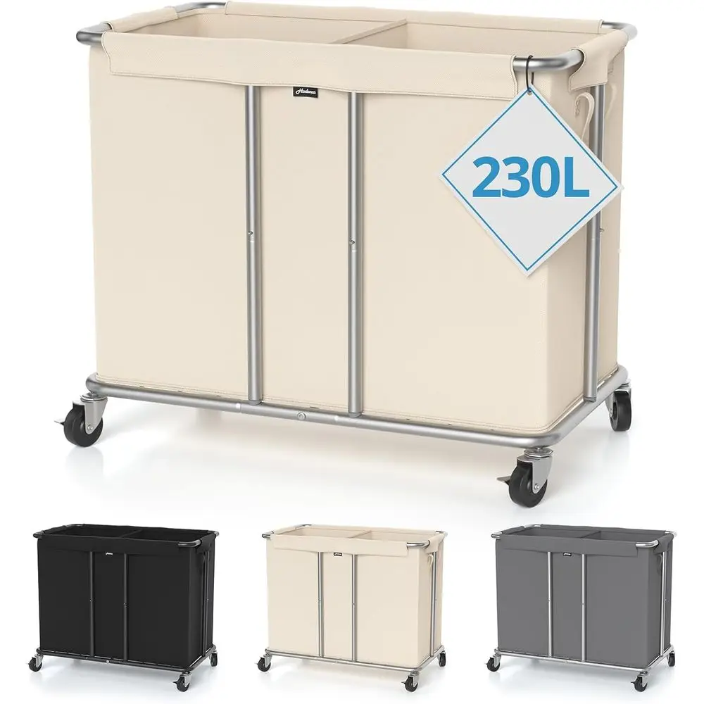 Double-Section Rolling Laundry Hamper, 61 Gallon Sorter with Metal Frame and Removable Liner, Ideal for Home
Double-Section Rolling Laundry Hamper, 61 Gallon Sorter with Metal Frame and Removable Liner, Ideal for Home