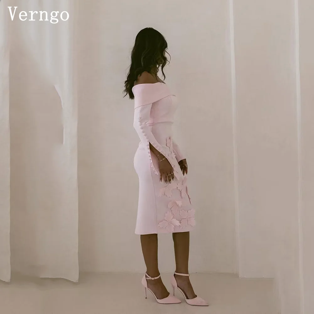 Verngo Pink Crepe Formal Occasion Dresses 3D Flowers Mermaid Prom Party Dress Botton Long Sleeves Arabic Evening Gown Customized
Verngo Pink Crepe Formal Occasion Dresses 3D Flowers Mermaid Prom Party Dress Botton Long Sleeves Arabic Evening Gown Customized