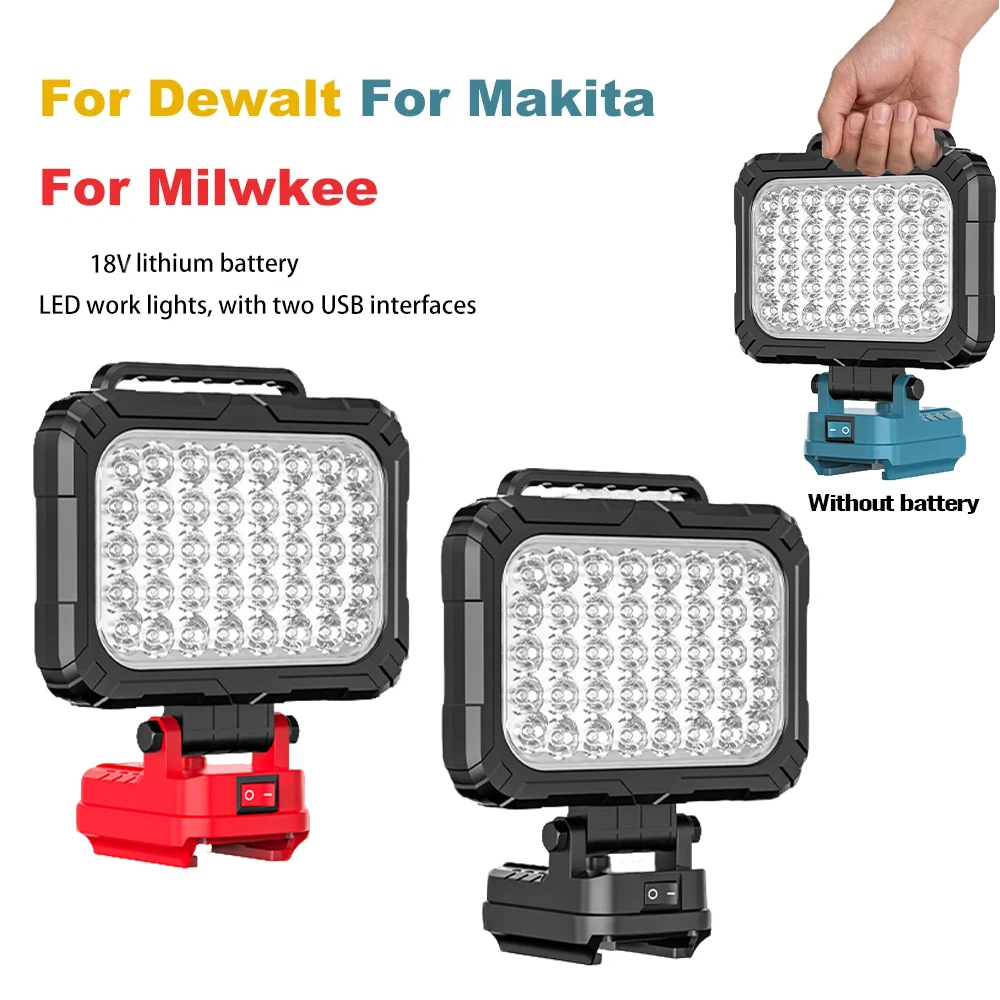 For Dewalt\Makita\ Milwaukee 18V Battery Portable LED Work Light With USB Port 8inch Job Site Outdoor Camping Tool Lamp Floodlig
For Dewalt\Makita\ Milwaukee 18V Battery Portable LED Work Light With USB Port 8inch Job Site Outdoor Camping Tool Lamp Floodlig