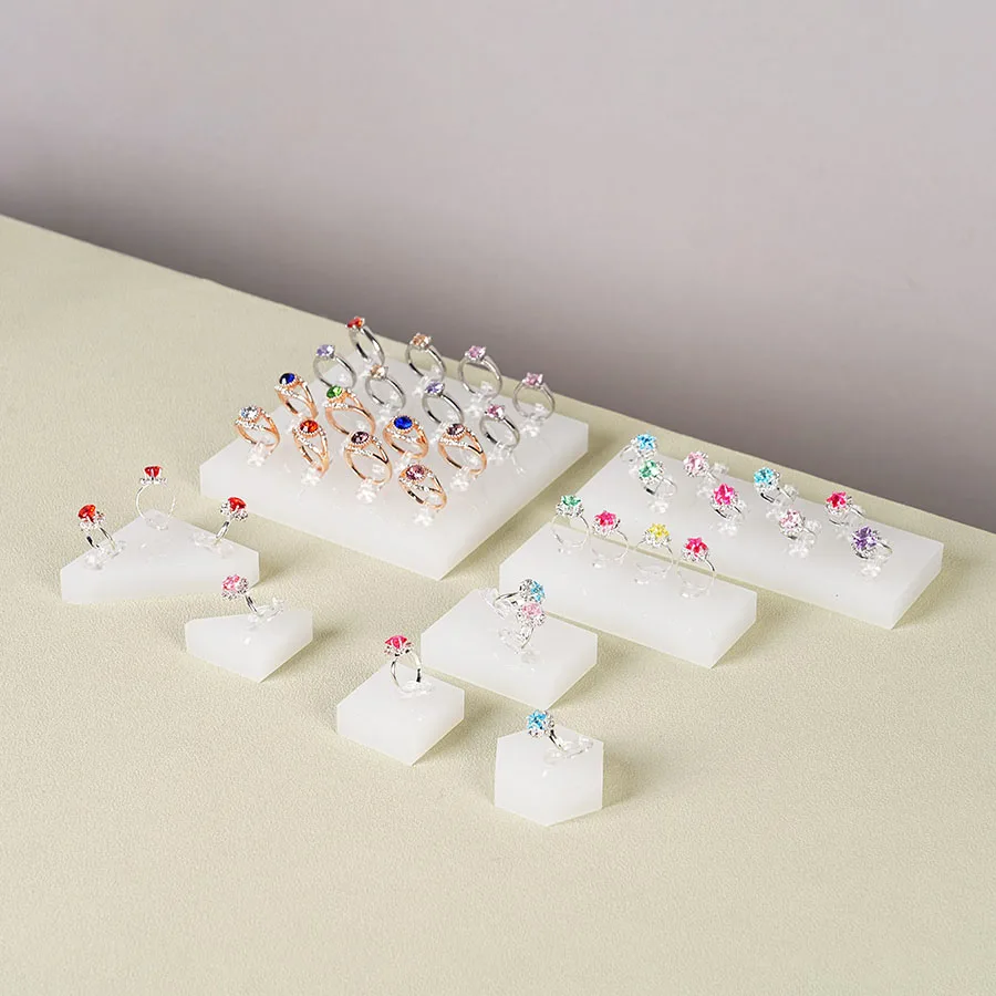 White Acrylic Semi Transparent Ring Holder Jewelry Display Stand Rings Storage Box Clip Tray Plate Rack Organizer
White Acrylic Semi Transparent Ring Holder Jewelry Display Stand Rings Storage Box Clip Tray Plate Rack Organizer