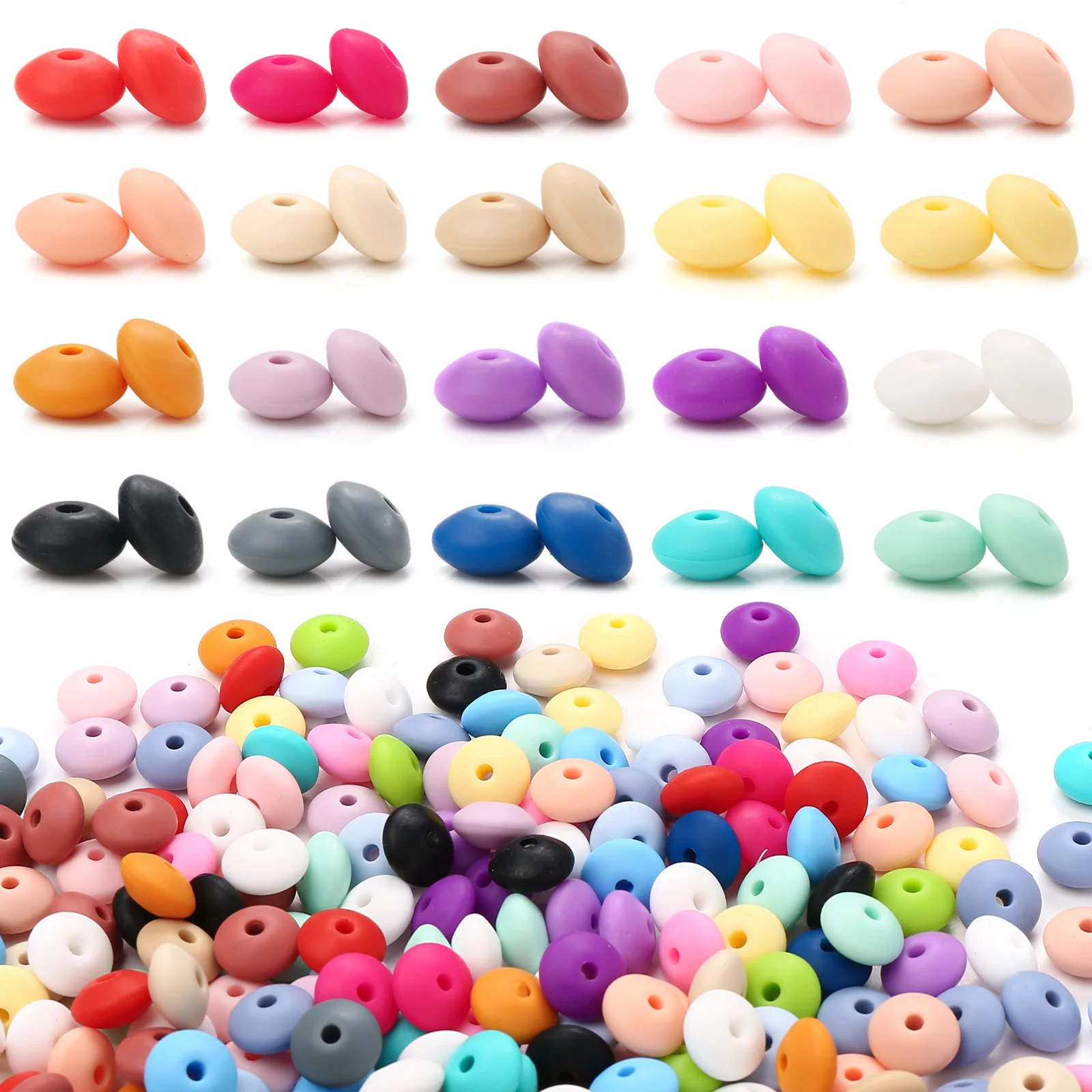100pcs Silicone Lentil Beads, 12mm Silicone Abacus Focal Beads Colorful DIY Loose Beads For Bracelet Necklace Crafts Pen Making
100pcs Silicone Lentil Beads, 12mm Silicone Abacus Focal Beads Colorful DIY Loose Beads For Bracelet Necklace Crafts Pen Making