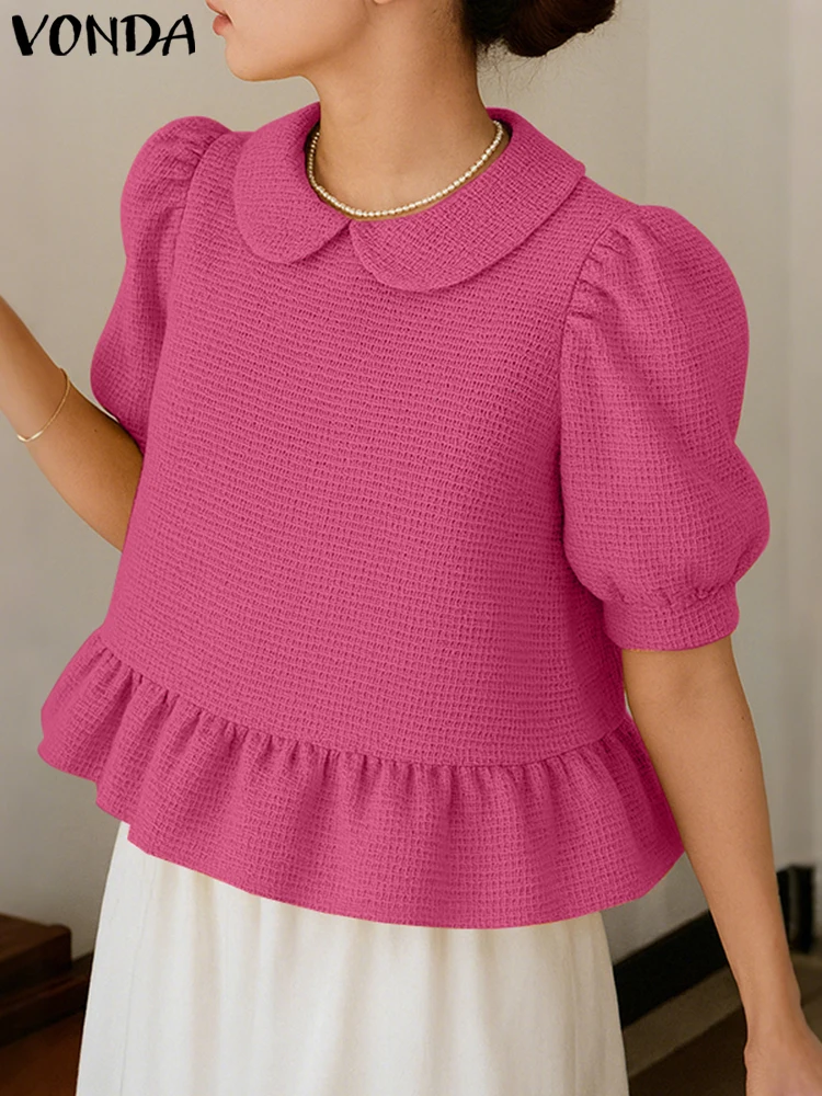 VONDA Women Tunic Tops Fashion Solid Color Blouse Ruffled Shirts 2025 Summer Short Puff Sleeve Casual Lapel Korean Blusas Female
VONDA Women Tunic Tops Fashion Solid Color Blouse Ruffled Shirts 2025 Summer Short Puff Sleeve Casual Lapel Korean Blusas Female