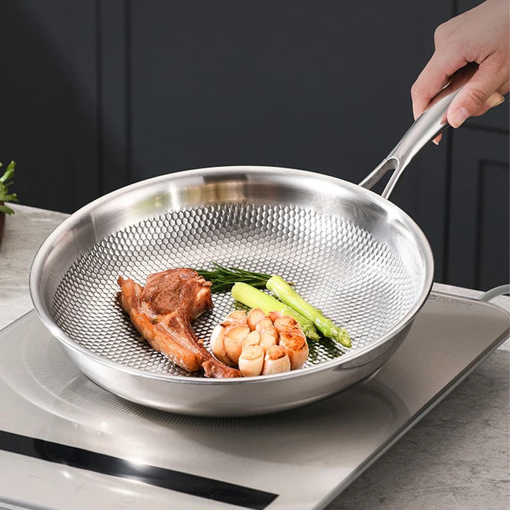 304 Stainless Steel wok Frying Pan Fried Steak Pot Uncoated Kitchen Cookware For Gas Stove Induction Cooker 28/30cm NonStick Pan
304 Stainless Steel wok Frying Pan Fried Steak Pot Uncoated Kitchen Cookware For Gas Stove Induction Cooker 28/30cm NonStick Pan