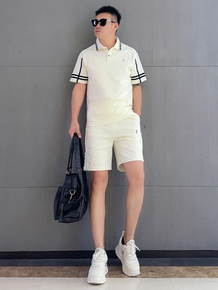 Fashionable Casual Men's Summer Two-Piece Set Loose Fit Short Sleeve T-Shirt And Five-Part Pants Contrast Color Stripe Collar
Fashionable Casual Men's Summer Two-Piece Set Loose Fit Short Sleeve T-Shirt And Five-Part Pants Contrast Color Stripe Collar