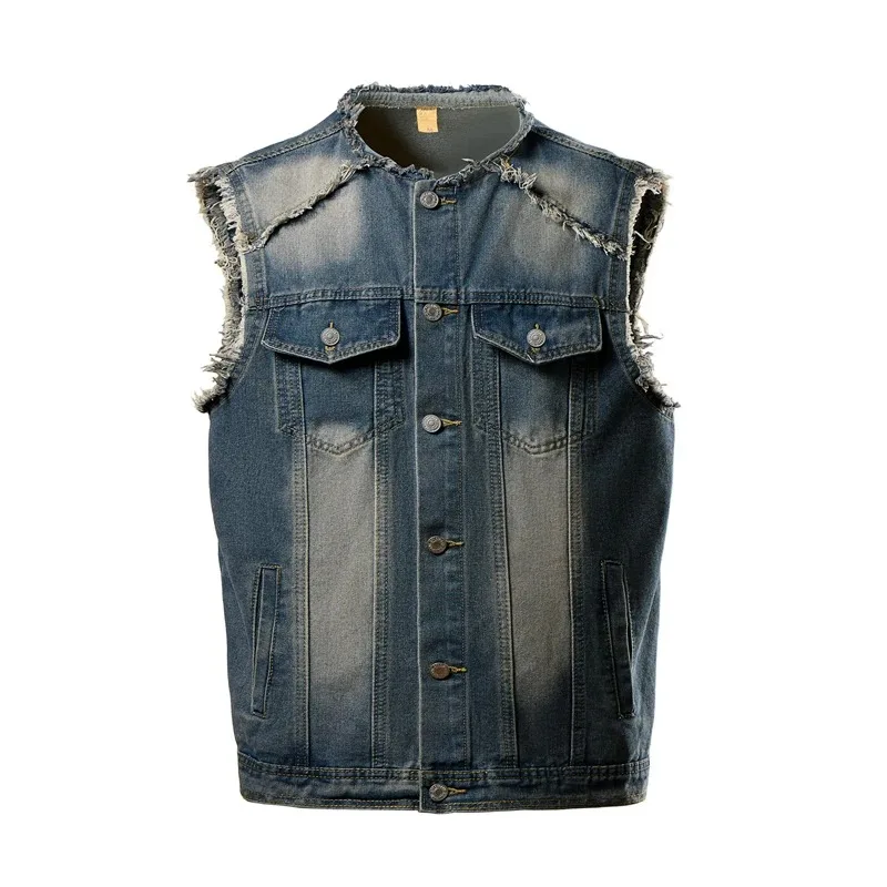Men's Denim Vest Sleeveless Jacket 2024 Vintage Punk Rock Pocket Collarless Denim Vest Men's Vest
Men's Denim Vest Sleeveless Jacket 2024 Vintage Punk Rock Pocket Collarless Denim Vest Men's Vest