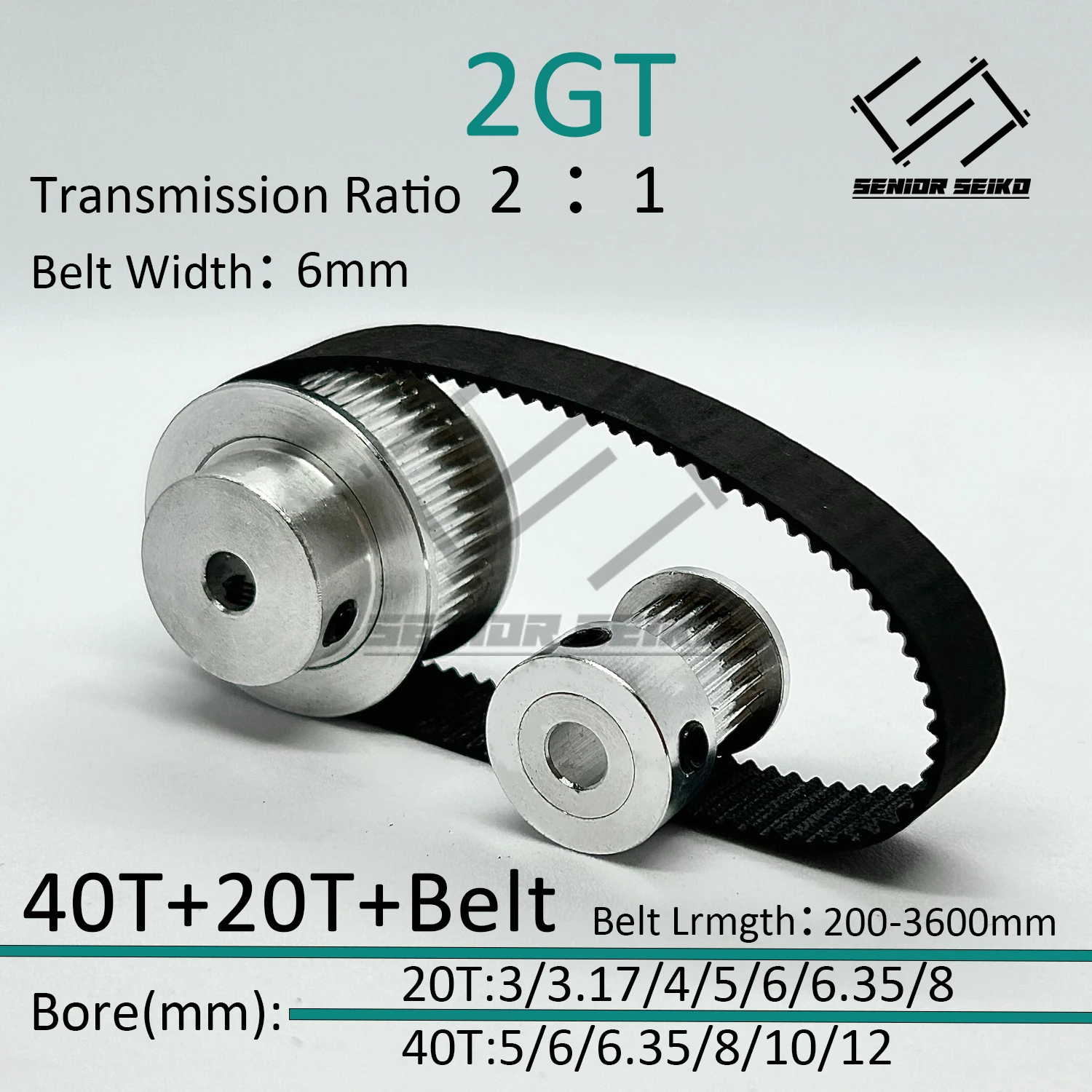 2GT 2M 20Teeth 40T GT2 40Teeth 20T Timing Belt Pulley Set Belt Width 6mm Bore 3~12mm 2:1 Wheel Synchronous Pulley Belt Kit
2GT 2M 20Teeth 40T GT2 40Teeth 20T Timing Belt Pulley Set Belt Width 6mm Bore 3~12mm 2:1 Wheel Synchronous Pulley Belt Kit
