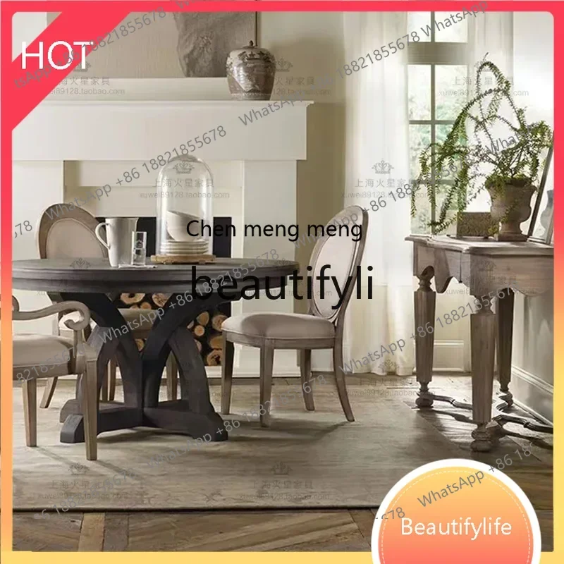 cqy American rural solid wood round dining table European retro dining table French simple round dining table
cqy American rural solid wood round dining table European retro dining table French simple round dining table