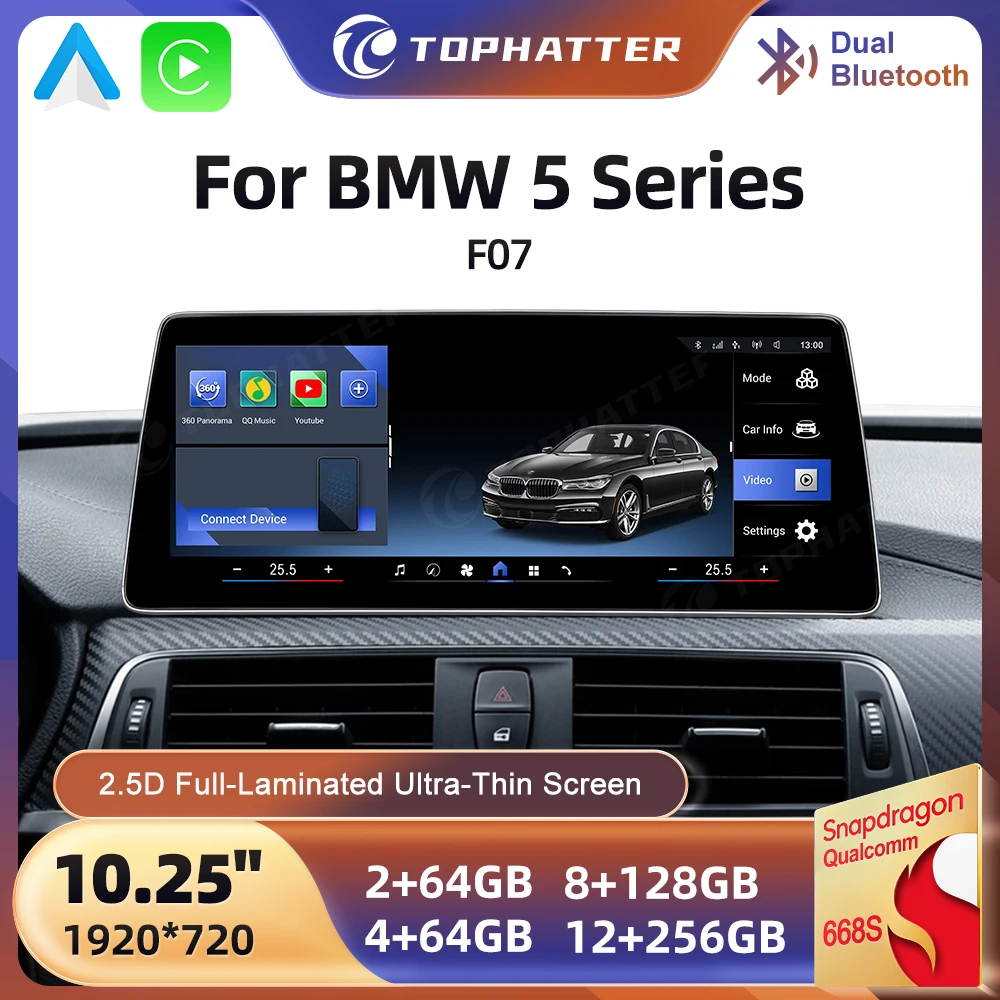 10.25" Android CarPlay for BMW 5 Series F07 Multimedia Stereo System Wireless 2K HD GPS
10.25" Android CarPlay for BMW 5 Series F07 Multimedia Stereo System Wireless 2K HD GPS