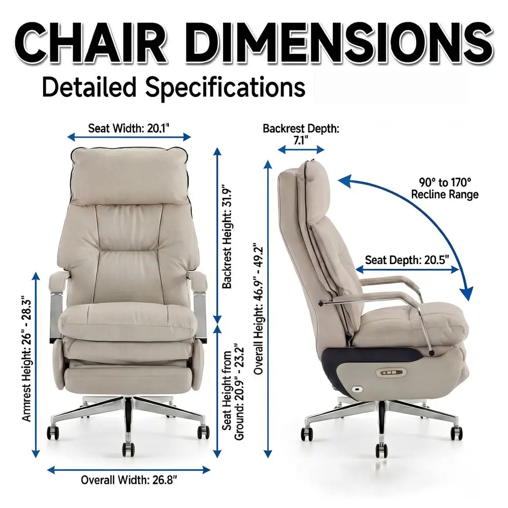 Motor Executive Reclining Office Chair with Footrest OneClick Electric Recline, Massage Lumbar Support amp Pillow, Big and Tall
Motor Executive Reclining Office Chair with Footrest OneClick Electric Recline, Massage Lumbar Support amp Pillow, Big and Tall