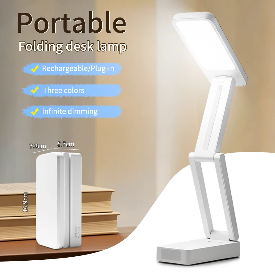 Foldable Rechargeable LED Desk Lamp, 3 Color Modes, Touch Stepless Dimming, Eye-Caring Soft Light, Reading & Study Light
Foldable Rechargeable LED Desk Lamp, 3 Color Modes, Touch Stepless Dimming, Eye-Caring Soft Light, Reading & Study Light