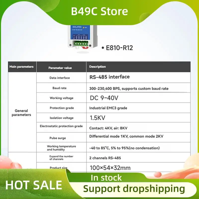 B49C DC8-28V Источник питания 1-2 способа RS485 Реле Защита от электростатического разряда RS485 Концентратор Фотоэлектрическая изоляция E810-R12 для подключения нескольких концентраторов
B49C DC8-28V Источник питания 1-2 способа RS485 Реле Защита от электростатического разряда RS485 Концентратор Фотоэлектрическая изоляция E810-R12 для подключения нескольких концентраторов
