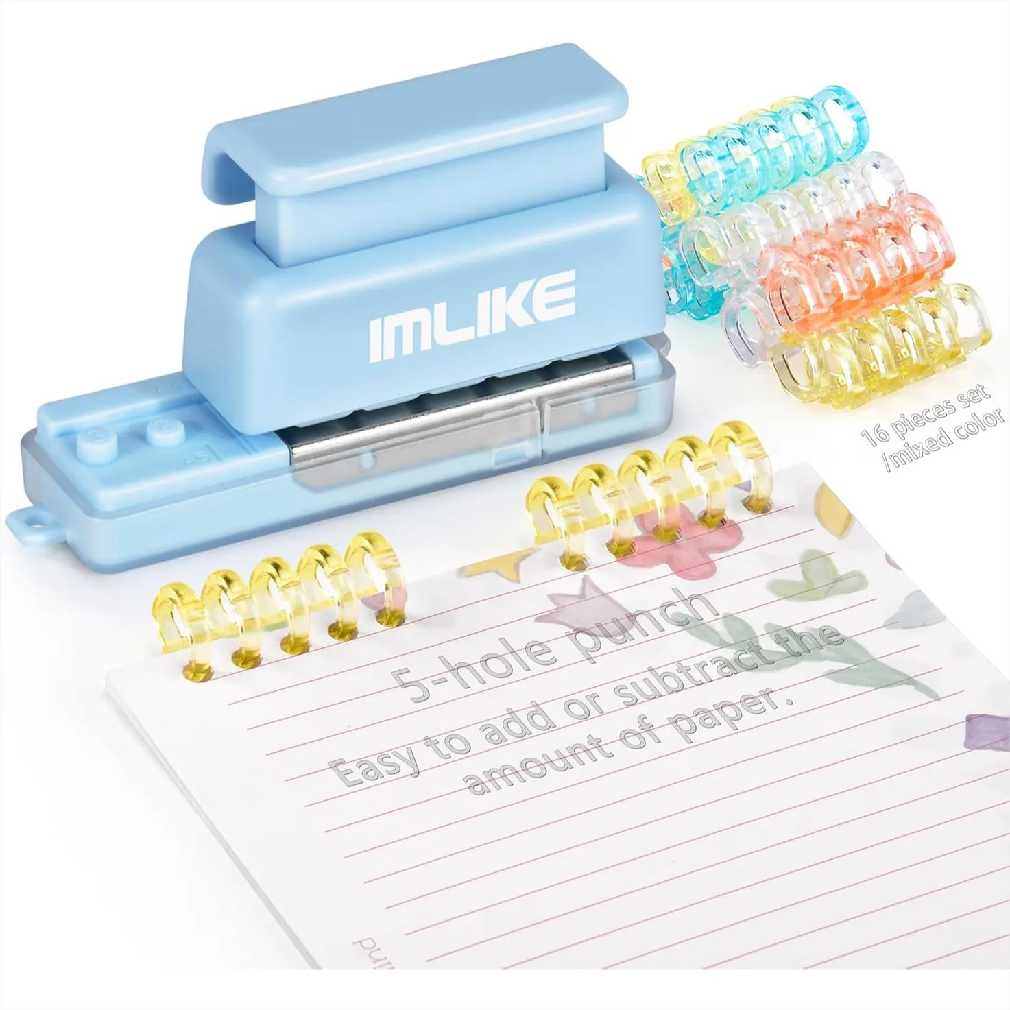 Mini 5-Hole Binding Machine with 16 Loose-Leaf Binding Strips - Easy Add or Remove Papers, 4 Sheets Capacity for A4/B5/A5 - Blue
Mini 5-Hole Binding Machine with 16 Loose-Leaf Binding Strips - Easy Add or Remove Papers, 4 Sheets Capacity for A4/B5/A5 - Blue