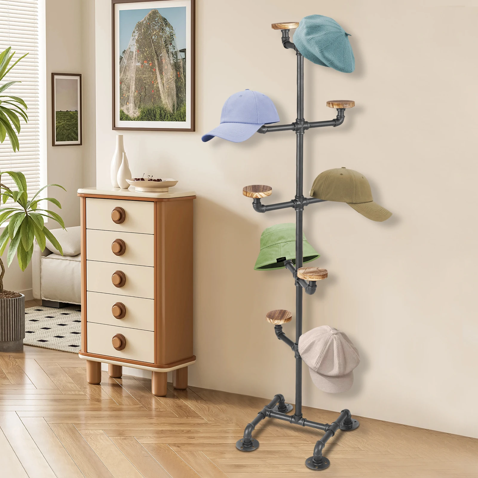 Freestanding Hat Rack Stand 5 Tier 10 Solid Wood Hooks Carbon Steel Hat Display Holder Heavy Duty Baseball Cap Storage Organizer for Home Retail Shop Display
Freestanding Hat Rack Stand 5 Tier 10 Solid Wood Hooks Carbon Steel Hat Display Holder Heavy Duty Baseball Cap Storage Organizer for Home Retail Shop Display