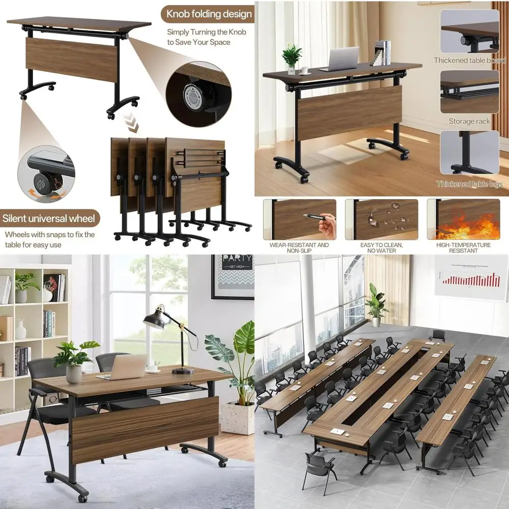 Versatile Mobile Conference Tables for Office and Classroom Use with Joinable Design