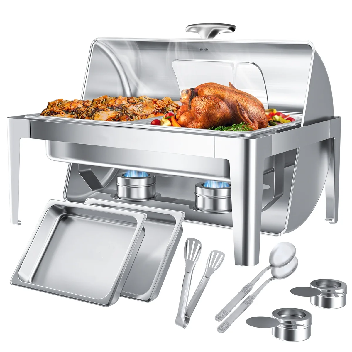 9 Qt Rectangle Chafing Dish Set Catering Buffet Warmers Set Stainless Steel with Glass Lid Holder for Party Home Garden Wedding
9 Qt Rectangle Chafing Dish Set Catering Buffet Warmers Set Stainless Steel with Glass Lid Holder for Party Home Garden Wedding