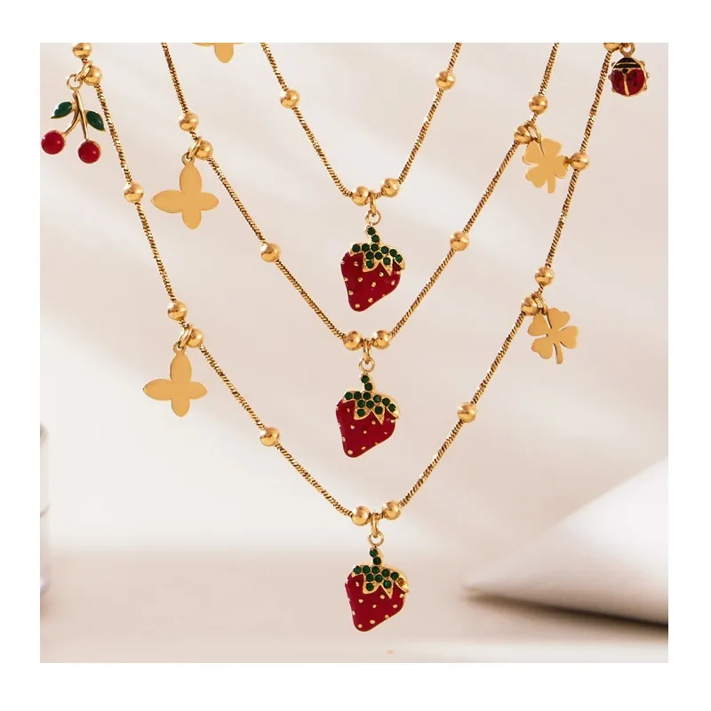Seattle Cherry Strawberry Stainless Steel Drip Pendant Necklace Bracelet Anklet Gold Plated Fashion Jewelry
Seattle Cherry Strawberry Stainless Steel Drip Pendant Necklace Bracelet Anklet Gold Plated Fashion Jewelry