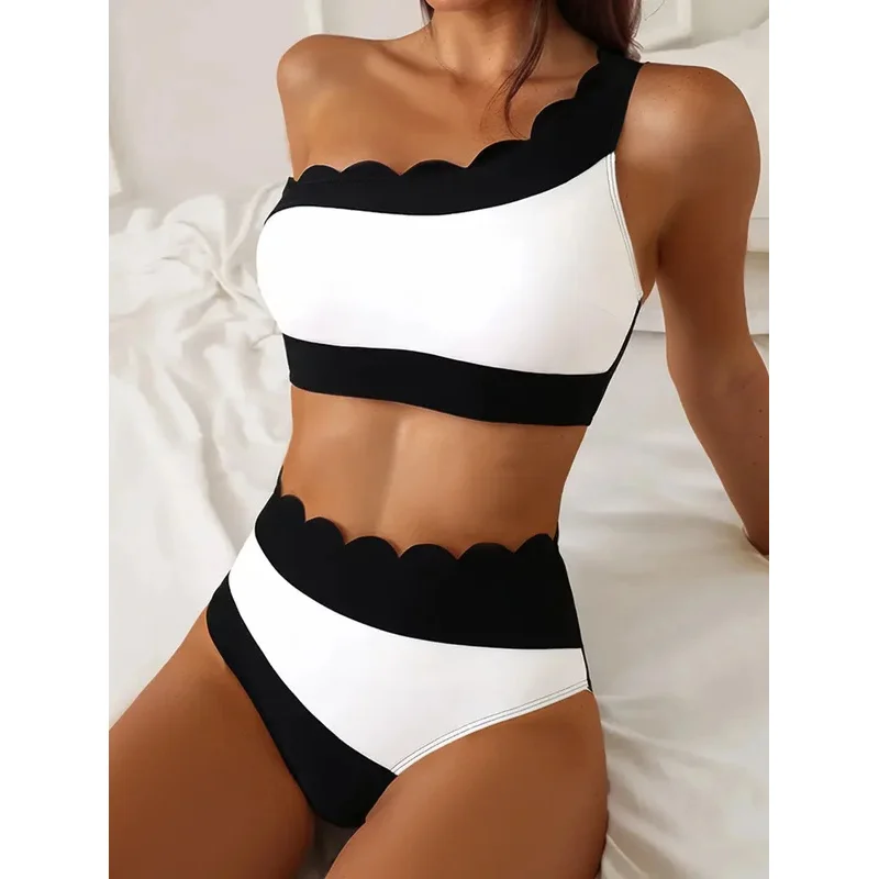 Sexy Black White Patchwork Bikini Women Ruffles One Shoulder Push Up High Waist Swimsuit Summer Bathing Suit Vacation Swimwear
Sexy Black White Patchwork Bikini Women Ruffles One Shoulder Push Up High Waist Swimsuit Summer Bathing Suit Vacation Swimwear
