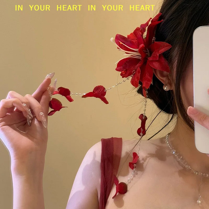 【X】Flower Duckbill Clip Simulation Flower Hairpin Glass Beads Long Tassel Hairpin Girls Women Headdress Accessory
【X】Flower Duckbill Clip Simulation Flower Hairpin Glass Beads Long Tassel Hairpin Girls Women Headdress Accessory
