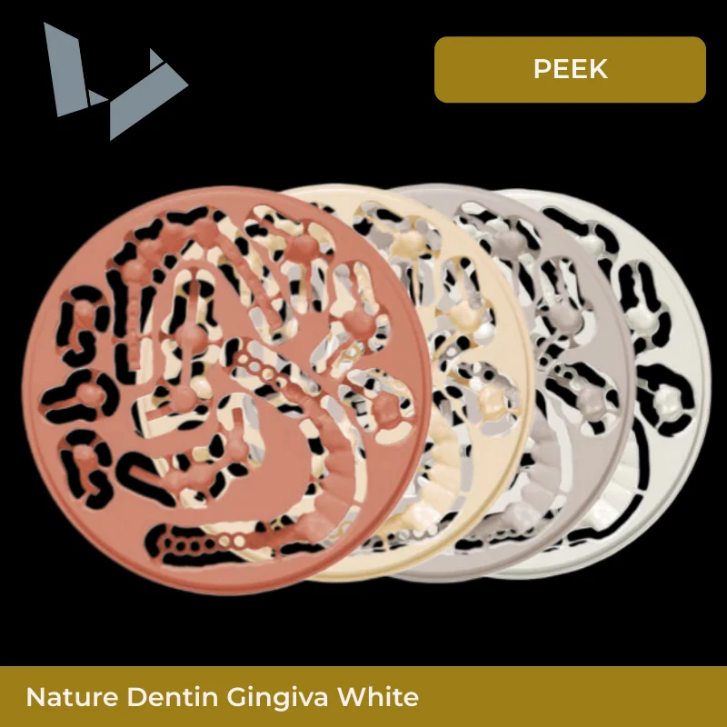 Dental PEEK Disc 98mm CAD/CAM Milling Blank White/Pink/Yellow for Implant Framework Denture Base Overdenture Open System
Dental PEEK Disc 98mm CAD/CAM Milling Blank White/Pink/Yellow for Implant Framework Denture Base Overdenture Open System