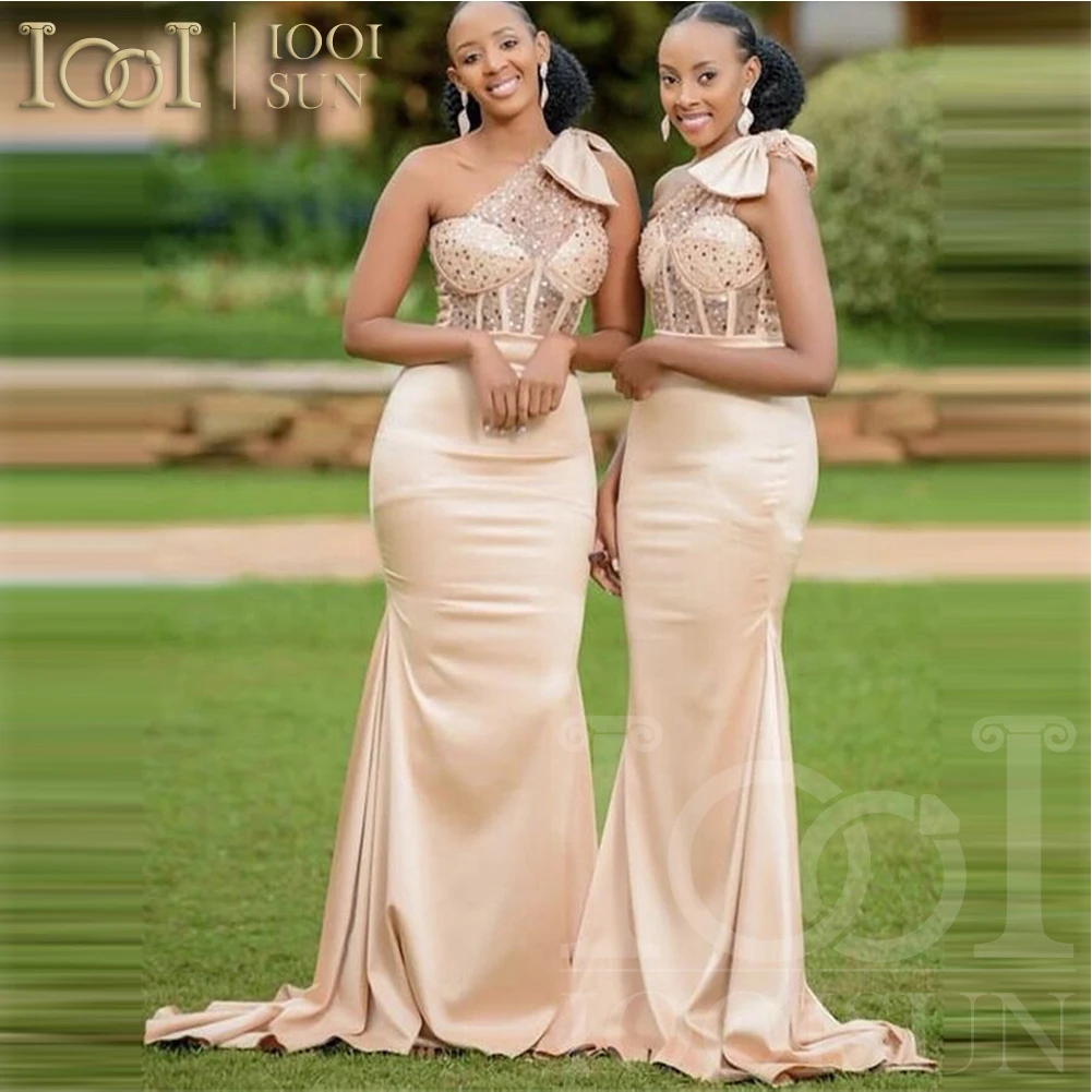 IOOISUN Customized Champagne Satin Bridesmaid Dress Sequin One Shoulder Wedding Party Gown Long Fomal Party Dresses Robe
IOOISUN Customized Champagne Satin Bridesmaid Dress Sequin One Shoulder Wedding Party Gown Long Fomal Party Dresses Robe