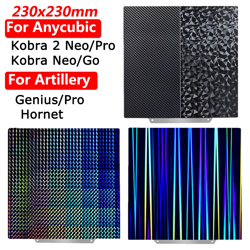 Для Anycubic Kobra, Kobra 2 Neo/Pro 230x230 мм двухсторонняя пружинная стальная пластина для кровати Kobra Go/Neo Artillery Genius Hornet
Для Anycubic Kobra, Kobra 2 Neo/Pro 230x230 мм двухсторонняя пружинная стальная пластина для кровати Kobra Go/Neo Artillery Genius Hornet