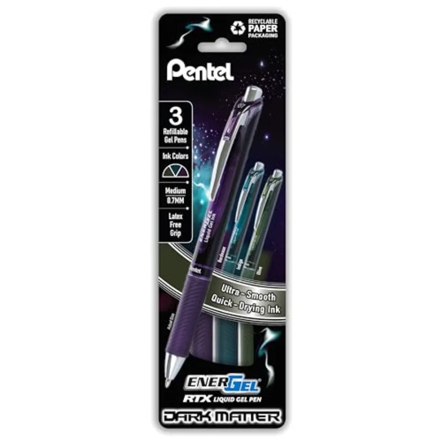 EnerGel RTX Dark Matter Liquid Gel Pen, 0.7mm,Assorted Dark Ink Colors, Pack of 3 (BL77DMPF3M)
EnerGel RTX Dark Matter Liquid Gel Pen, 0.7mm,Assorted Dark Ink Colors, Pack of 3 (BL77DMPF3M)