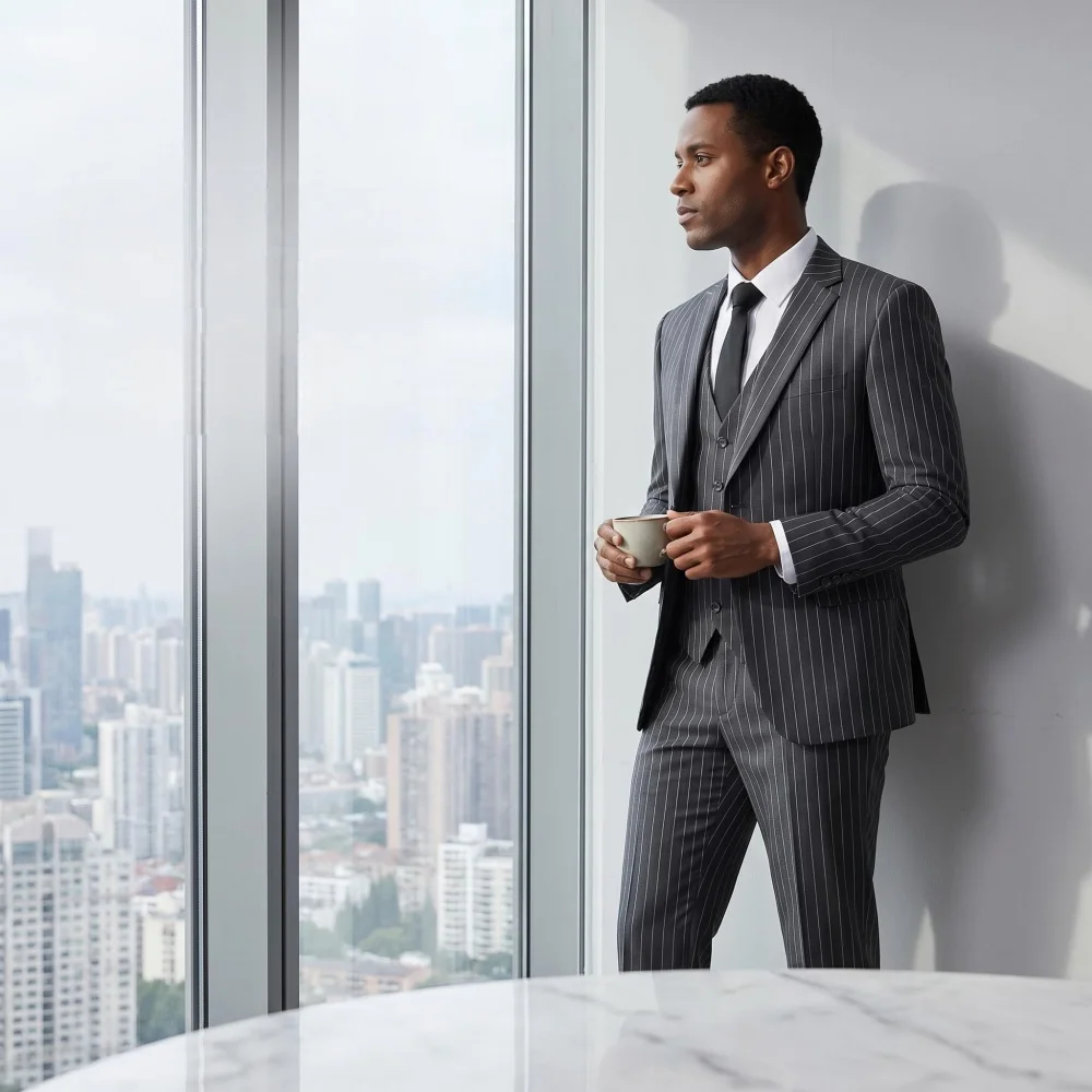 3 Pieces Men's Suits Slim Fit Single Breasted Striped Business Men's Suits For Wedding Groomsemen(Blazer+Vest+Pants)
3 Pieces Men's Suits Slim Fit Single Breasted Striped Business Men's Suits For Wedding Groomsemen(Blazer+Vest+Pants)
