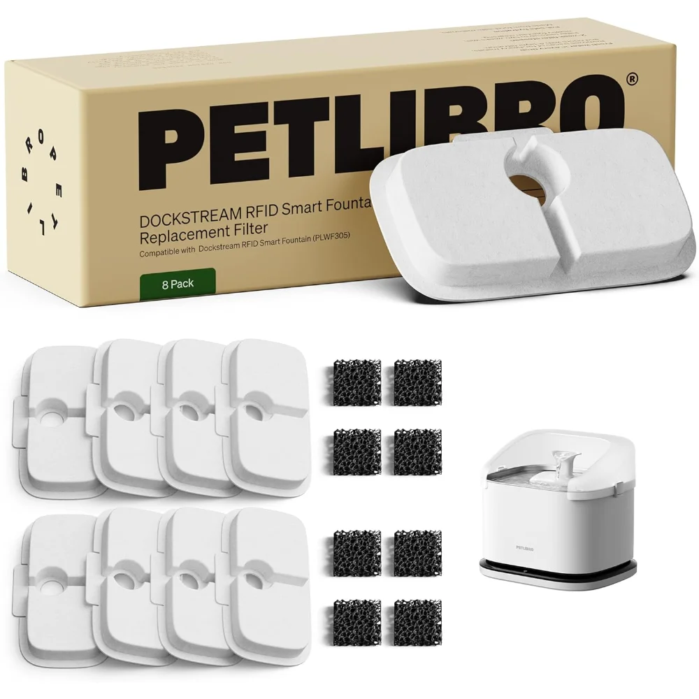 8-Pack Filters for Dockstream RFID Smart Cat Water Fountain PLWF305, 4-Month Set of Replacement Filters
8-Pack Filters for Dockstream RFID Smart Cat Water Fountain PLWF305, 4-Month Set of Replacement Filters
