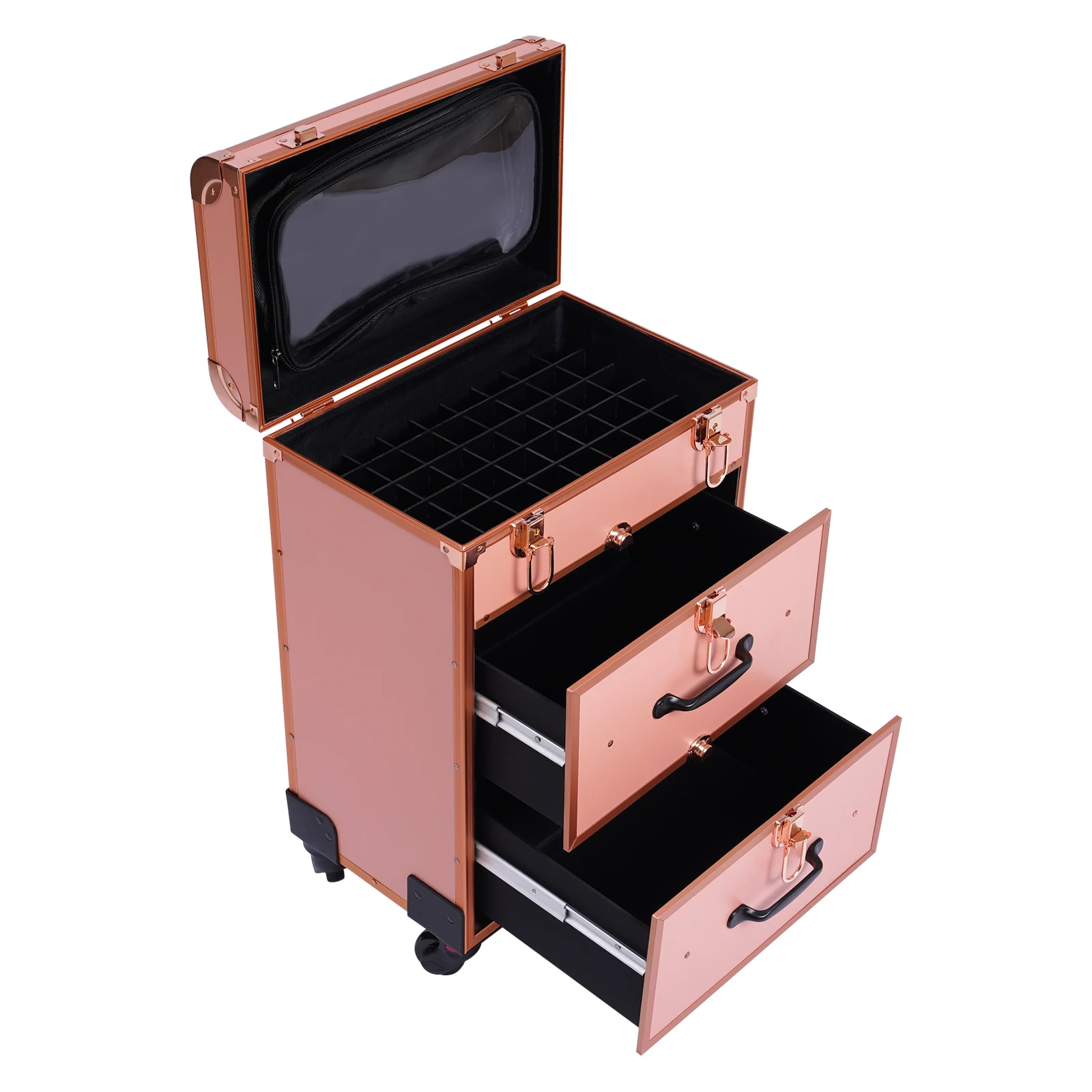 Gold 3 Layers Rolling Makeup Case Lockable Cosmetic Trolley Aluminum Alloy Frame Frosted Fireproof Board Universal Wheels Retractable Handle 50kg Large Load Capacity Partition Storage Makeup Organizer Box Portable Beauty Suitcase
Gold 3 Layers Rolling Makeup Case Lockable Cosmetic Trolley Aluminum Alloy Frame Frosted Fireproof Board Universal Wheels Retractable Handle 50kg Large Load Capacity Partition Storage Makeup Organizer Box Portable Beauty Suitcase