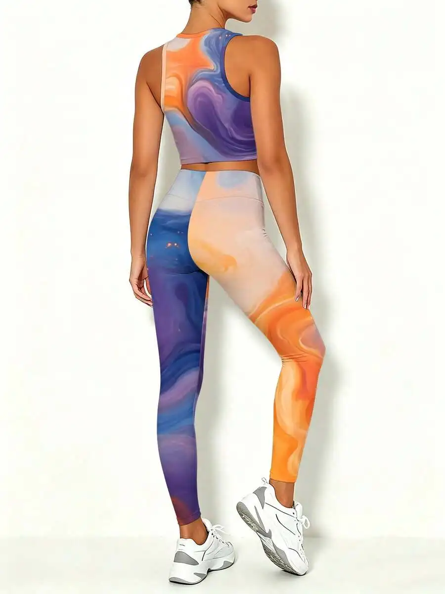 Womens 2-Piece Yoga Set Breathable High-Waist Leggings And Cropped Sleeveless Top For Gym Sportswear
Womens 2-Piece Yoga Set Breathable High-Waist Leggings And Cropped Sleeveless Top For Gym Sportswear