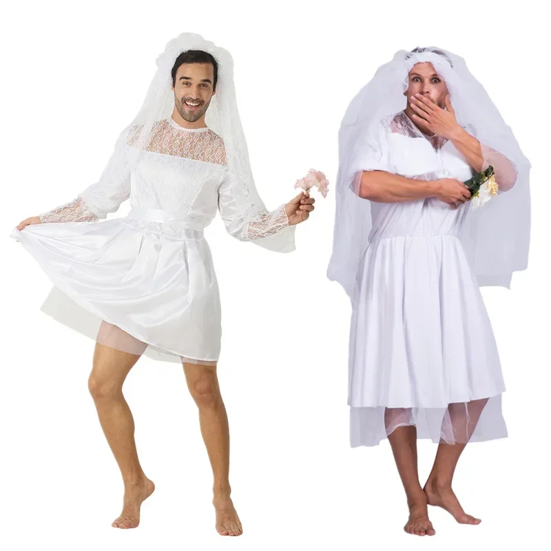 Funny Men's Bride Drag Queens Halloween Costume Adult Groom Reversal Cosplay Outfits Carnival Easter Purim Fancy Dress
Funny Men's Bride Drag Queens Halloween Costume Adult Groom Reversal Cosplay Outfits Carnival Easter Purim Fancy Dress
