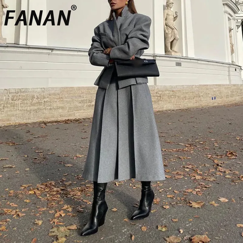FANAN Elegant 2 Piece Set Women's Gathered Waist Long Sleeve Jacket High Waist A-line SkirtWomen's Fashion 2025 New Clothing
FANAN Elegant 2 Piece Set Women's Gathered Waist Long Sleeve Jacket High Waist A-line SkirtWomen's Fashion 2025 New Clothing
