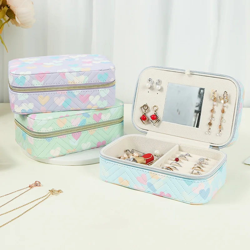 Premium Love Printed Leather Jewelry Storage Box with Mirror Portable Large Capacity Partitioned Earring Necklace Organizer Gift
Premium Love Printed Leather Jewelry Storage Box with Mirror Portable Large Capacity Partitioned Earring Necklace Organizer Gift