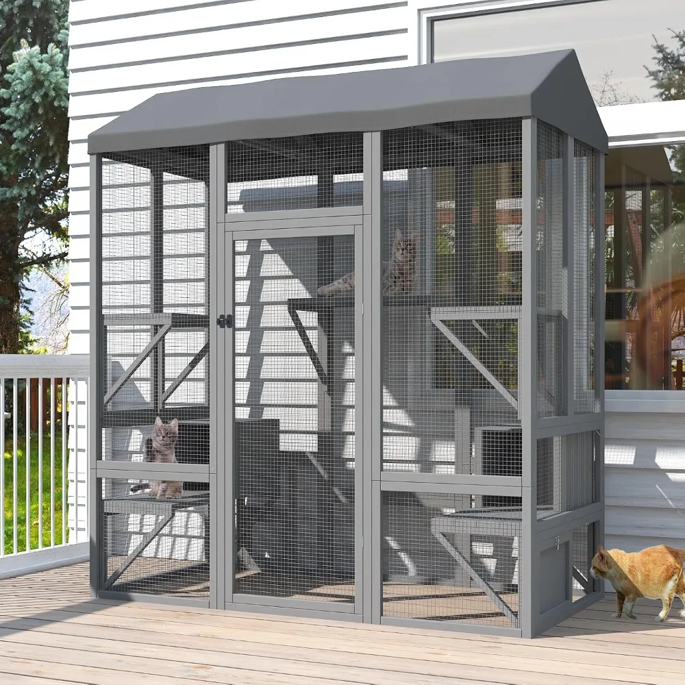 Catio Outdoor Cat Enclosure, Large Cat House for Mulitiple Cats Walk in Cat Cage with Waterproof Cover and Sunshine Panel Roof
Catio Outdoor Cat Enclosure, Large Cat House for Mulitiple Cats Walk in Cat Cage with Waterproof Cover and Sunshine Panel Roof