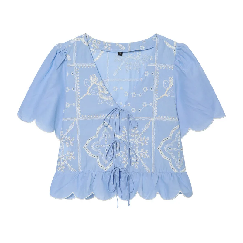 Withered European And American Style Women's Fashion Casual Loose Embroidered Bow Shirt Blouses Women's Clothes Shirts Tops
Withered European And American Style Women's Fashion Casual Loose Embroidered Bow Shirt Blouses Women's Clothes Shirts Tops