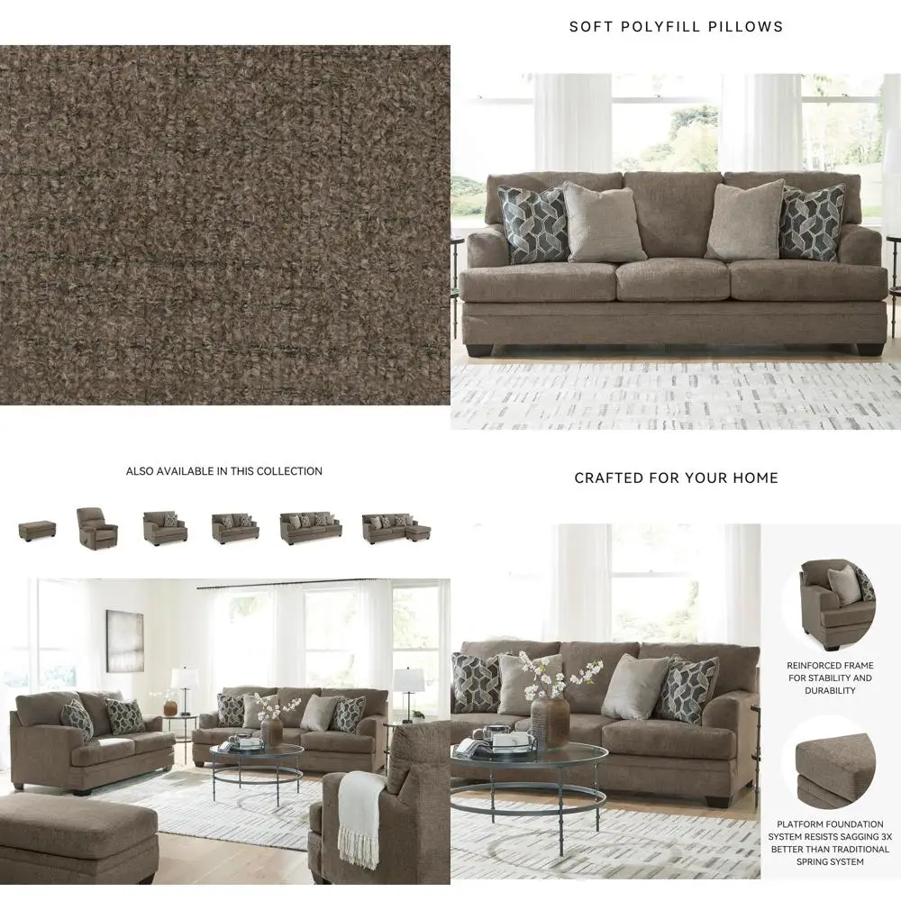 Casual Sofa Set with 4 Throw Pillows, Dark Brown
Casual Sofa Set with 4 Throw Pillows, Dark Brown