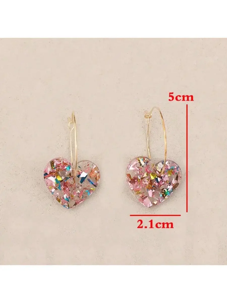 Bohemian Vintage Resin Heart Dangle Earrings Multicolor Glitter For Women
Bohemian Vintage Resin Heart Dangle Earrings Multicolor Glitter For Women