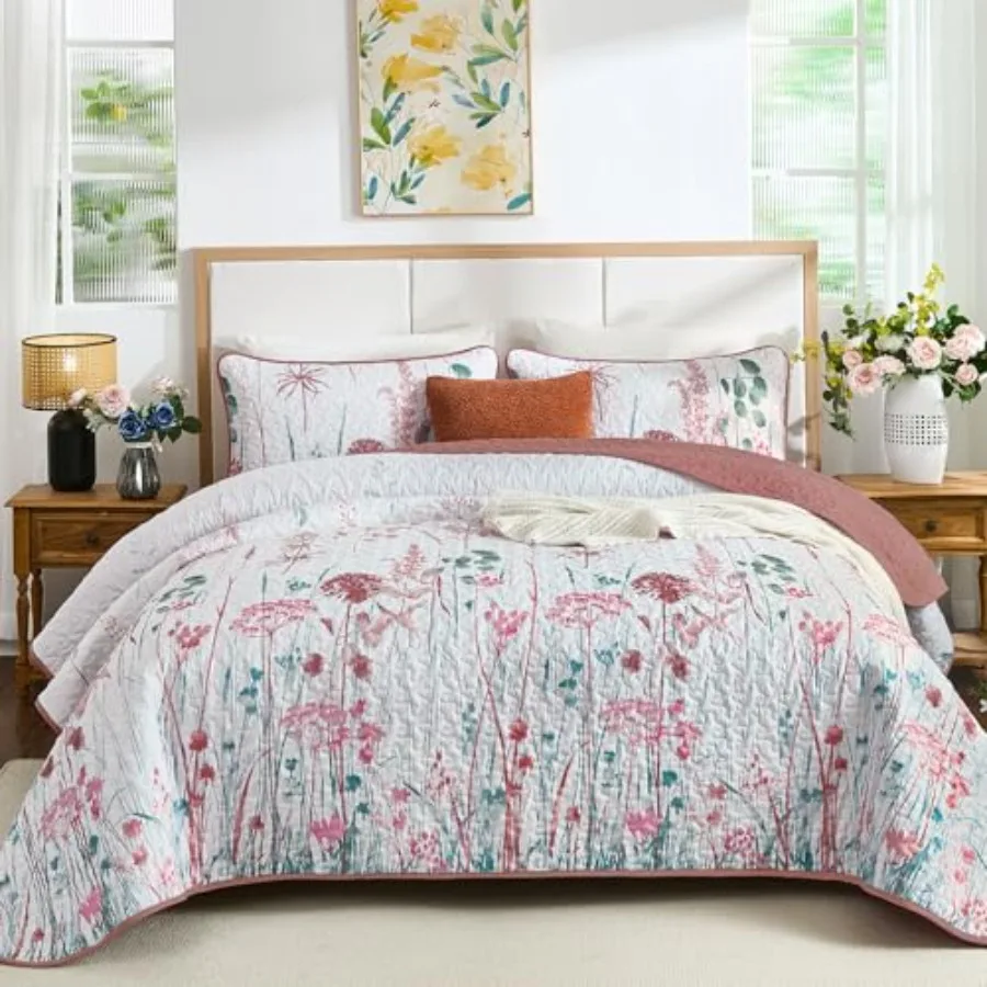 Pink Quilt Queen Size Floral Botanical Queen Quilts Bedding Set 3 Pieces Soft Lightweight Microfiber Pink Flower Bedspread Cove
Pink Quilt Queen Size Floral Botanical Queen Quilts Bedding Set 3 Pieces Soft Lightweight Microfiber Pink Flower Bedspread Cove
