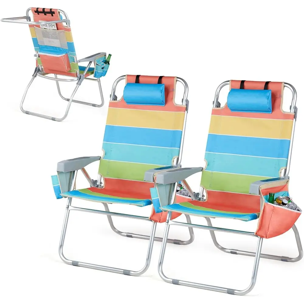 2-Piece Beach Chairs Set with 5-Position Adjustment, Cooler Pocket, Cup Holders, Towel Bar, Lightweight for Beach and Camping (R
2-Piece Beach Chairs Set with 5-Position Adjustment, Cooler Pocket, Cup Holders, Towel Bar, Lightweight for Beach and Camping (R