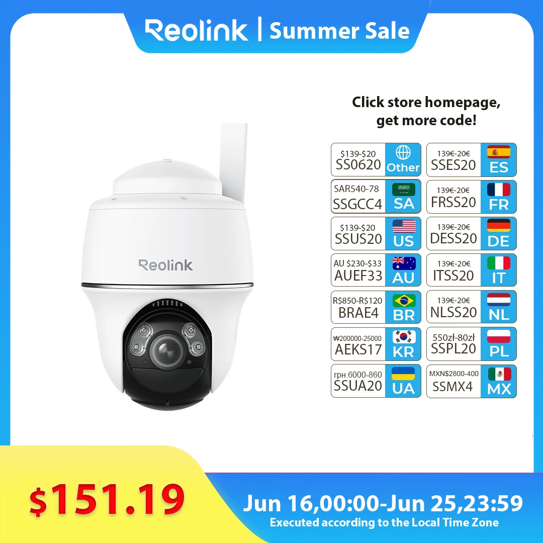 Reolink 4G Solar Camera Outdoor 4K 8MP Wireless Security Camera Smart Detection Color Night Vision 355° Pan 140° Tilt IP Camera
Reolink 4G Solar Camera Outdoor 4K 8MP Wireless Security Camera Smart Detection Color Night Vision 355° Pan 140° Tilt IP Camera