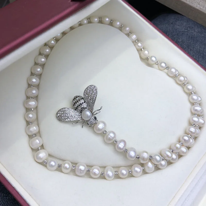 New Natural Freshwater Pearl Mid-Length Sweater Chain Near Round Slightly Flawed Minimalist Style Bee Pearl Necklace for Women W
New Natural Freshwater Pearl Mid-Length Sweater Chain Near Round Slightly Flawed Minimalist Style Bee Pearl Necklace for Women W
