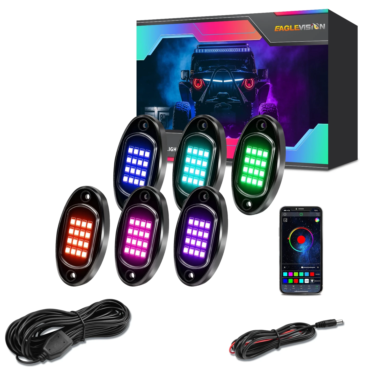 4&6Pods RGB Rock Lights 16LED APP Control Waterproof Multicolor Car Underglow Lights For ATV UTV Truck SUV Offroad Neon Lamps
4&6Pods RGB Rock Lights 16LED APP Control Waterproof Multicolor Car Underglow Lights For ATV UTV Truck SUV Offroad Neon Lamps
