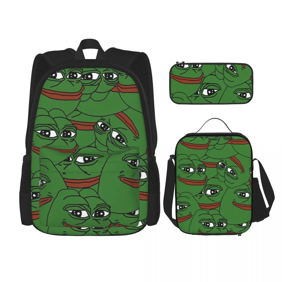 Pepe The Frog Peepo Emote Backpacks Boys Girls Bookbag Students School Bags Kids Rucksack Lunch Bag Pen Bag Three-Piece Set
Pepe The Frog Peepo Emote Backpacks Boys Girls Bookbag Students School Bags Kids Rucksack Lunch Bag Pen Bag Three-Piece Set