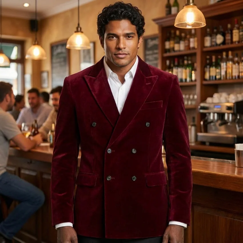 Velvet Blazer for Man 1 Piece Double Breasted Peak Lapel Men Suit Jacket Male Fashion Slim Fit for Dinner Party XS-5XL
Velvet Blazer for Man 1 Piece Double Breasted Peak Lapel Men Suit Jacket Male Fashion Slim Fit for Dinner Party XS-5XL