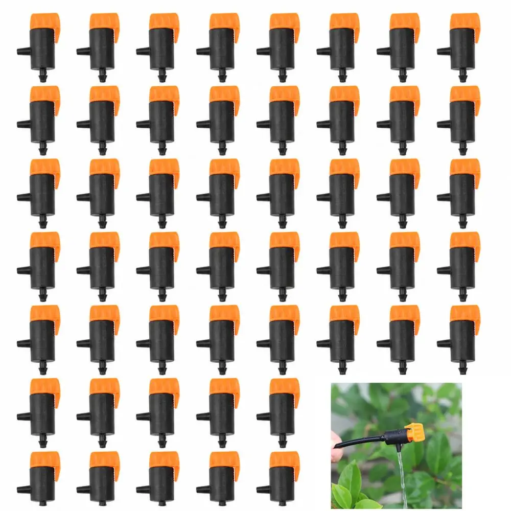 50PCS 0-200L/H Irrigation Drippers Adjustable Plastic Watering Sprinkler Drip Black and Orange Drip Emitters
50PCS 0-200L/H Irrigation Drippers Adjustable Plastic Watering Sprinkler Drip Black and Orange Drip Emitters