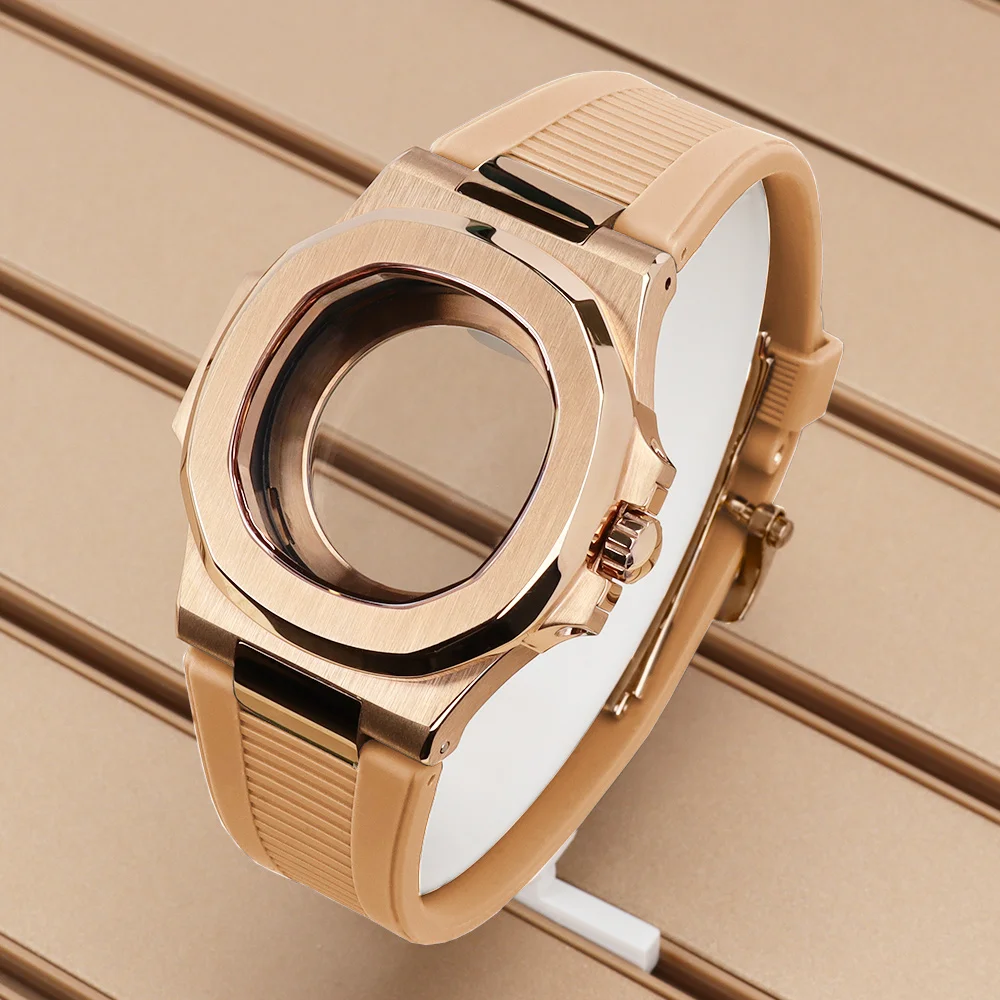 PVD Rose Gold 40mm Luxury Watch Case Sapphire Glass For Nautilus NH34 NH35 NH36/38 4R36 Movt High Quality 316L Steel Strap Parts
PVD Rose Gold 40mm Luxury Watch Case Sapphire Glass For Nautilus NH34 NH35 NH36/38 4R36 Movt High Quality 316L Steel Strap Parts